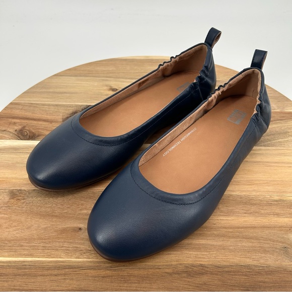NEW FitFlop Allegro Midnight Navy Leather Ballerina Flats Size 10 - Picture 2 of 12